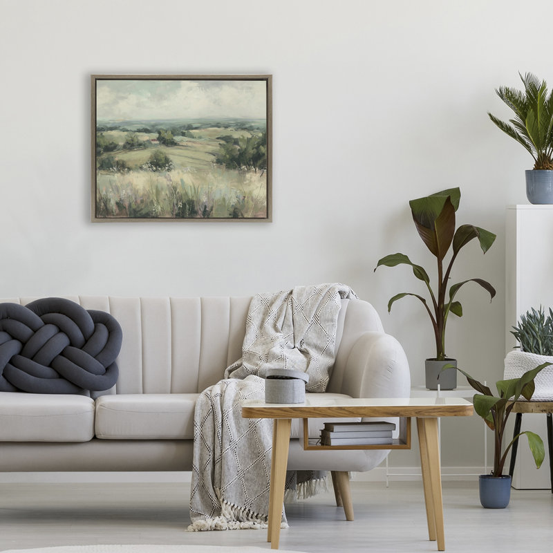 Idyllic Green Pastures Floating Frame, design by Svetlana Aleynikova, Montalcino Elm Floater Frame, 17" H x 21" W