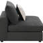 Chaise sans accoudoirs revêtue de tissu d'ameublement gris anthracite, construction modulaire pour une configuration de sièges personnalisable, coussins de dossier en mélange de duvet et de mélange de mousse amovible, coussins décoratifs doux, 33 pouces de hauteur, 38 de largeur,