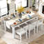 7 salles à manger avec table ajustable, sièges rembourrés et 2 tiroirs configuration multifonctionnelle extensible et abat-jour de chaises douillettes-3014398-3014397-3014392