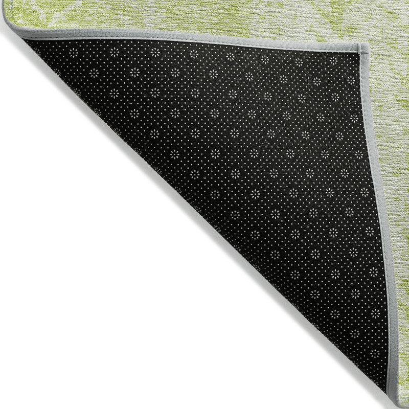 Artichoke Green And Ivory Botanical Leaves Washable Indoor Outdoor Area Rug, Rectangle 3' X 5'