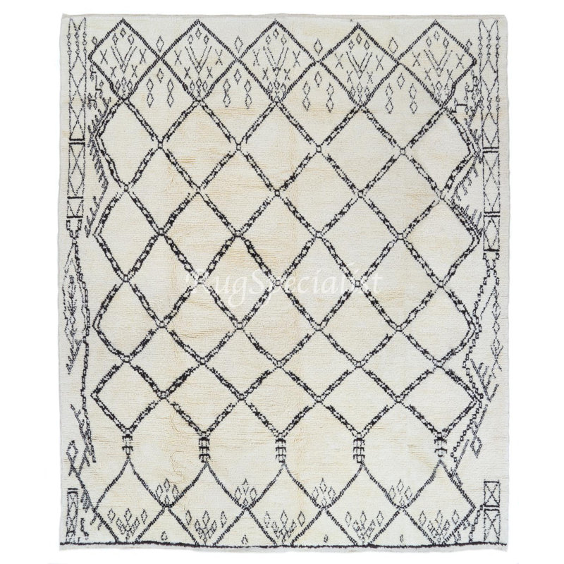 Tapis contemporain marocain 100% laine naturelle non tissée Tulu