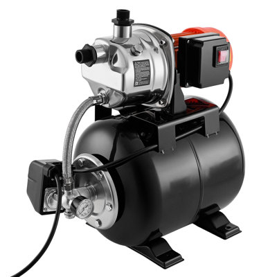 1 HP Shallow Well Pump with Pressure Tank, 120V 1000 GPH, Stainless Steel Irrigation Jet Pump with 5-Gal Tank, Automatic Water Booster System, 20/40 PSI Pressure Switch, for Home Garden Lawn