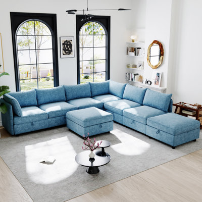 Modular Sectional Sofa, Convertible Sofa Seat With Storage, Sleeper Sectional Sofa Set, Fabric Flexible Modular Combinations For Living Room