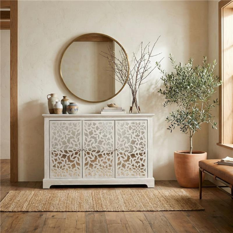 Eltingville 45.7" 3-Door Wide Sideboard, Light Gray