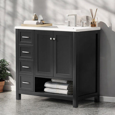 Meuble-lavabo simple 36 po avec comptoir en céramique, assemblage requis