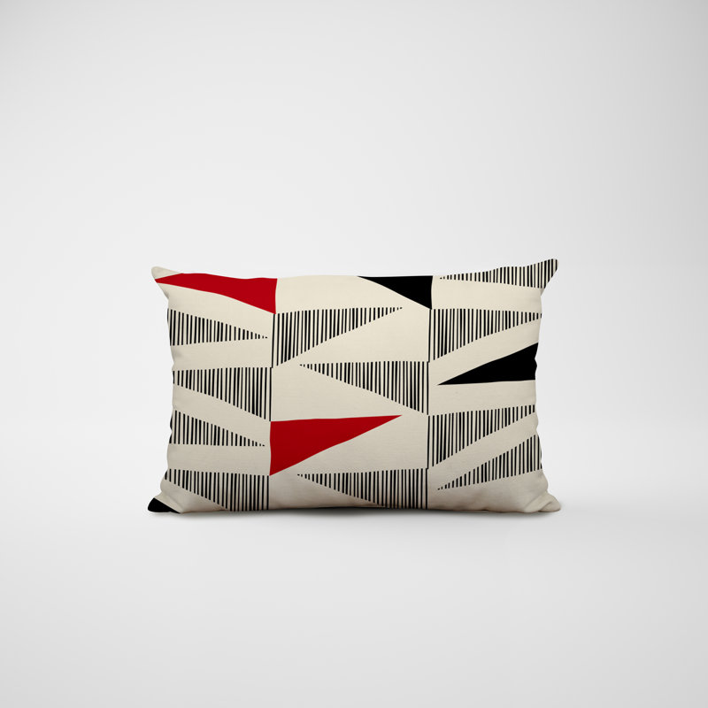 Housse et insert de coussin rectangulaire intérieur / extérieur en polyester / mélange de polyester Chamu, Rouge/noir