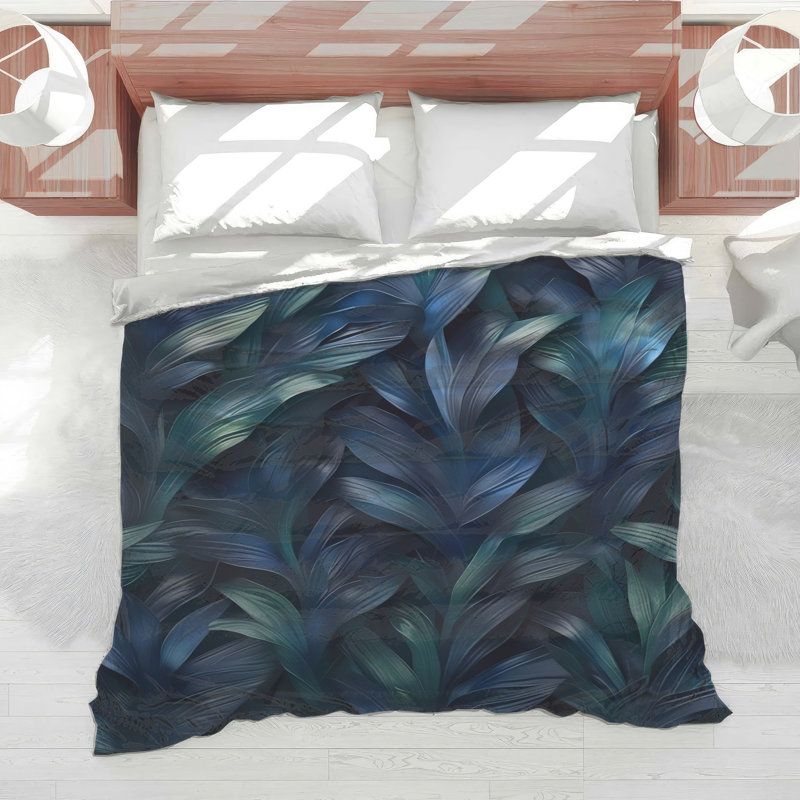 Blue Foliage Leaves Comforter, Twin