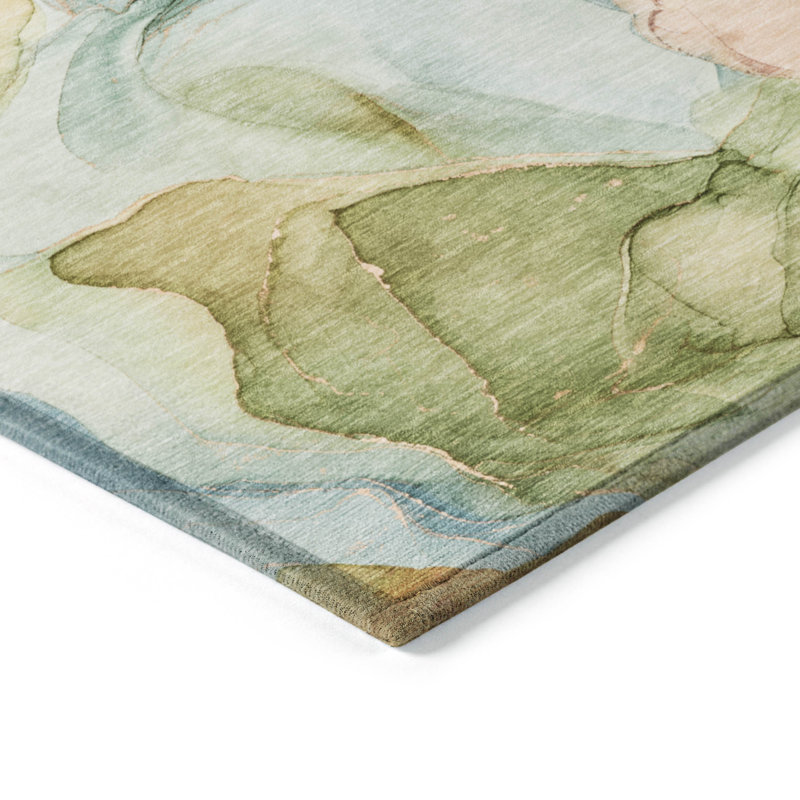 Alfonzo Washable Abstract Indoor / Outdoor Rug, Rectangle 10' x 14'