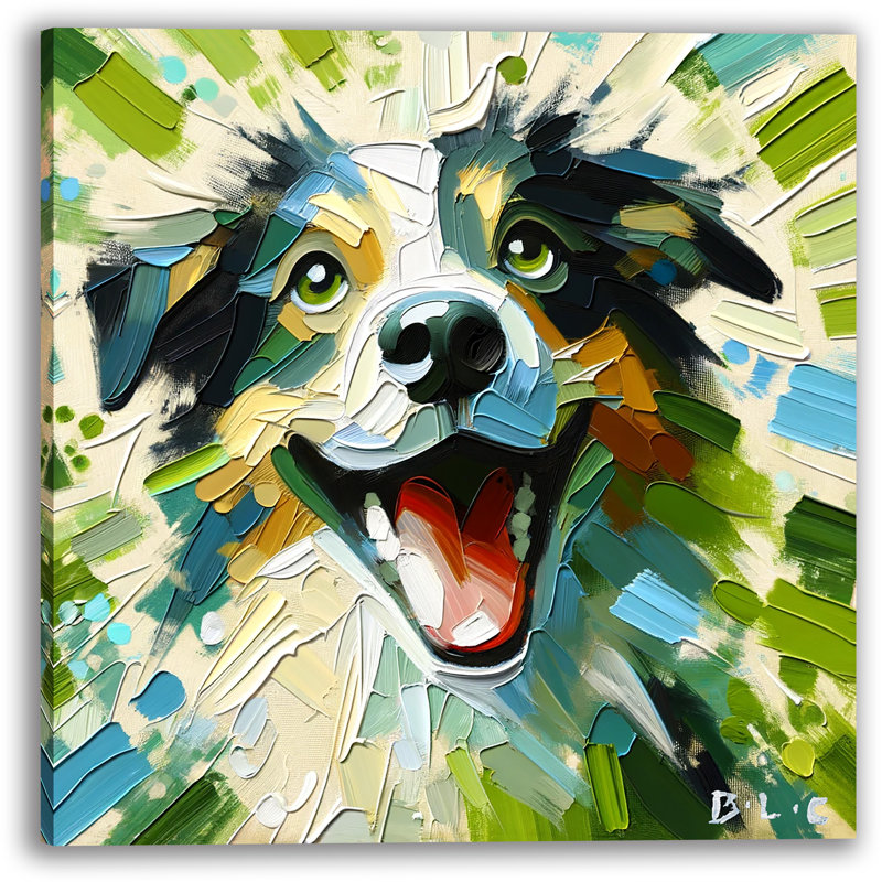 «Vibrant Canine Joy - Abstract Expressionist Dog» sur toile, H 20 po x l 20 po x P 1,5 po