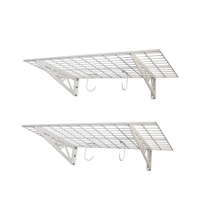 Garage Wall Shelf with Bike Tire Hooks