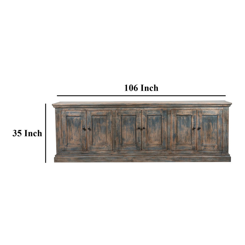 Koski 34" Tall 6-Door Cabinet, Antique Blue