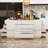 63" W Solid and Manufactured Wood Kitchen Island with Glass Base