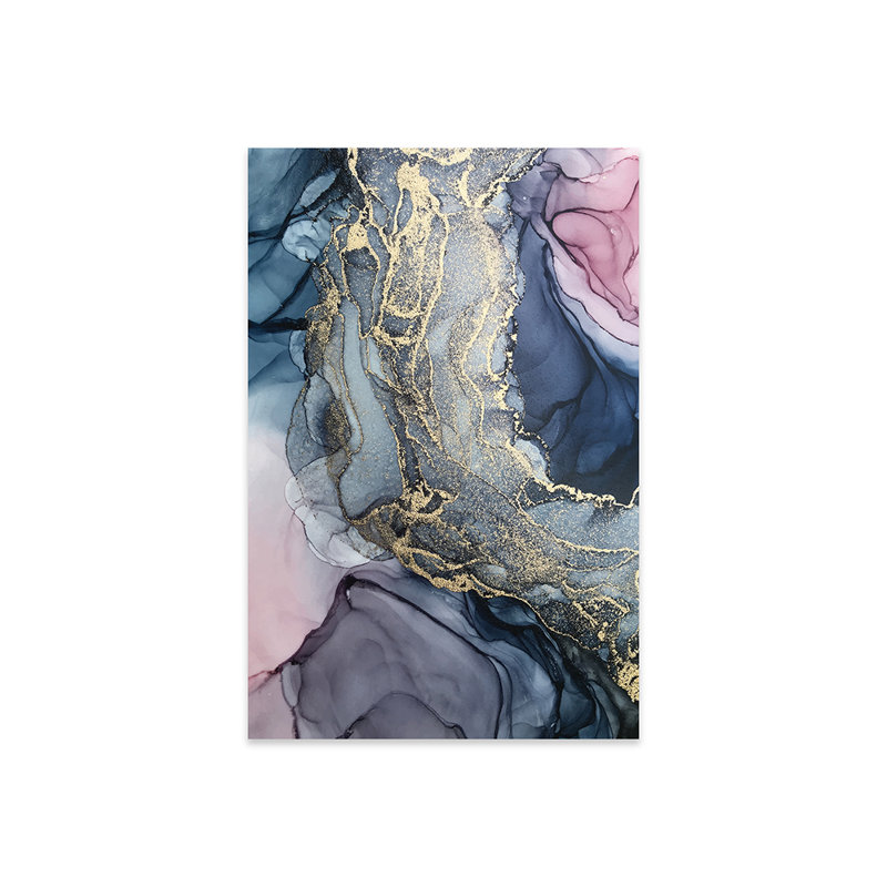 «Blush, Paynes Gray and Gold Metallic Abstract» par Elizabeth Karlson - impression sans cadre, H 24 po x l 16 po x P 0,25 po