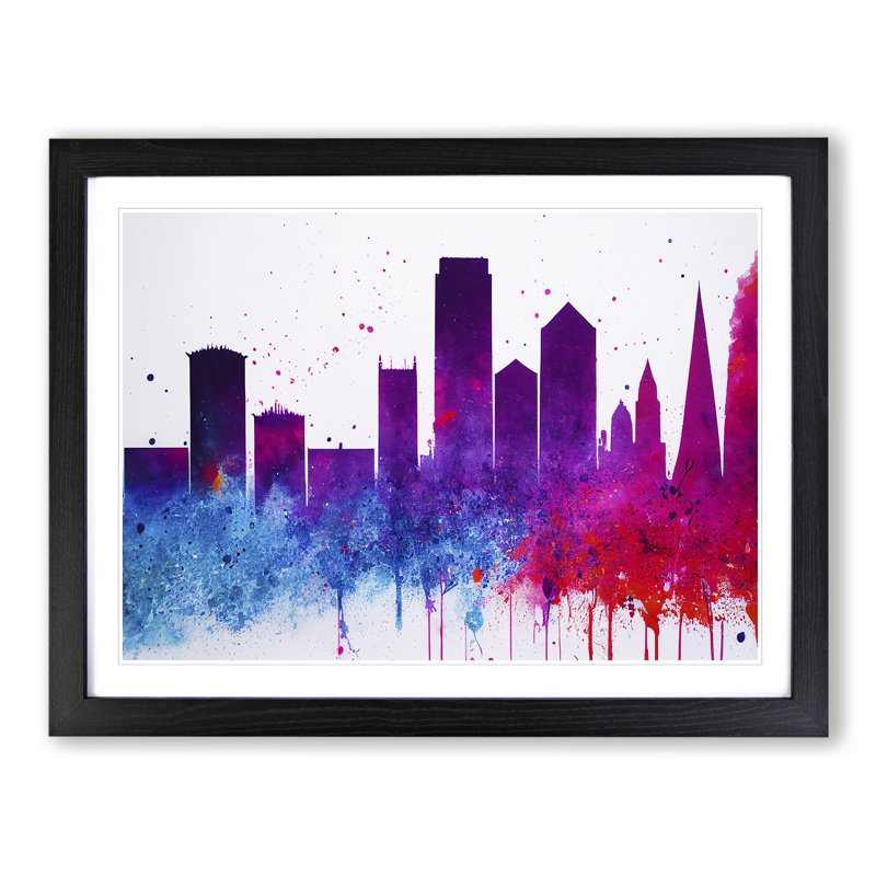 Colourful London Skyline Vol.3 Abstract 1 Piece Painting, 34cm H x 46cm W x 2cm D, Black Framed