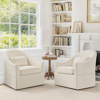 Martha Upholstered Swivel Barrel Chair(set Of 2)