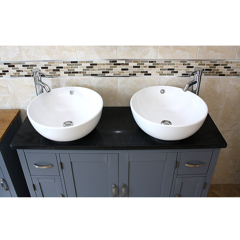 Hadler 1230mm Double Bathroom Vanity with Vessel Ceramic Basin, Black 