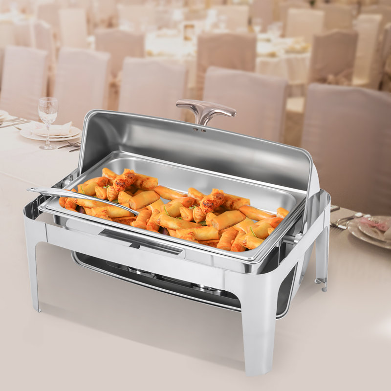 Décoration de buffet rectangulaire en acier inoxydable 2,4 gallons