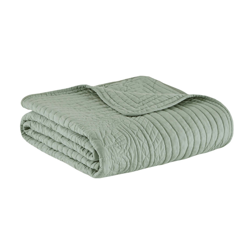 Jeté matelassé surdimensionné avec bords festonnés écume de mer 60 x 72 po, Écume de mer, écume de mer