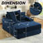 Canapé d'angle en velours côtelé bleu avec 2 coussins décoratifs, assise profonde pour un confort optimal dans votre salon, tissu doux et luxueux, ressorts fermes et stables, design ergonomique soigné, montage facile