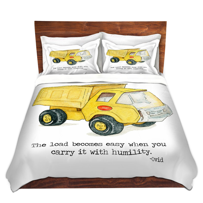 Ensemble de housse de couette de camion dump pour jouets, 1 housse simple + 1 taie standard