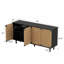 Buffet de 59 po de largeur, buffet à 4 portes avec tablettes, portes en bois de mer tissé à la main Boho, pieds en bois massif-1107498459