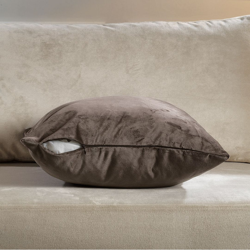 Housse de coussin en velours mat 1pc, Square 16", Brown