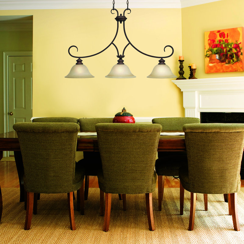 Anglim 3 - Light Steel Dimmable Linear Chandelier, Rubbed Bronze