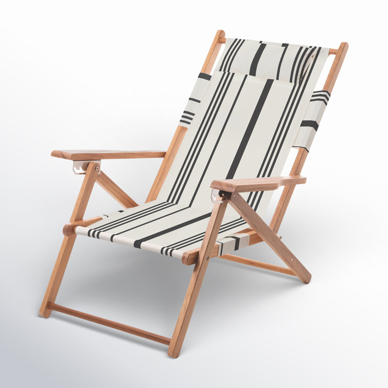 Rynlee Kizziah Reclining Beach Chair with Cushion, Vintage Black