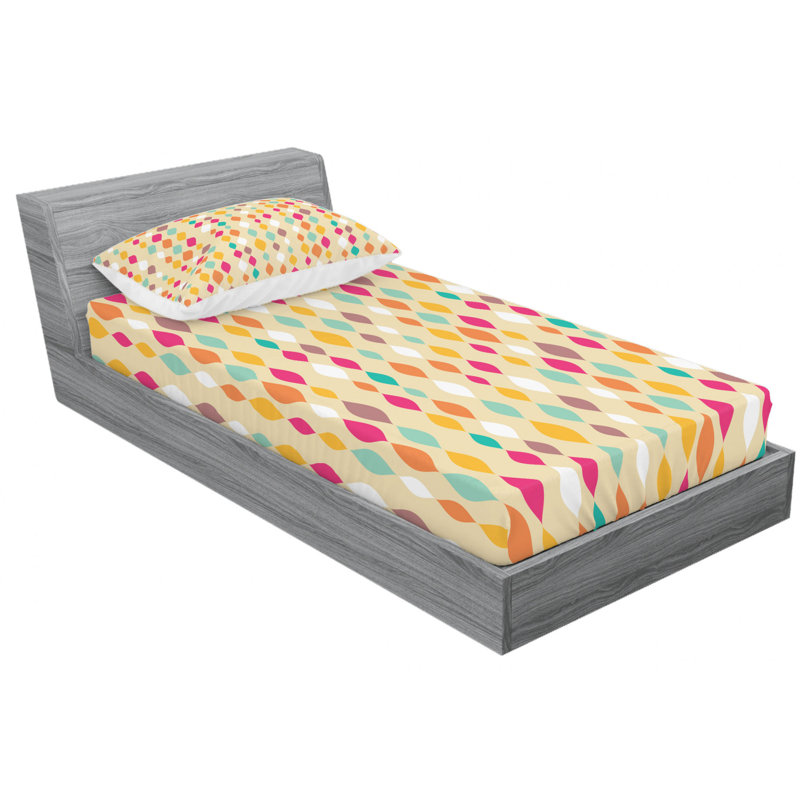 Microfiber Geometric Sheet Set, Twin Sheet Set with Fitted Sheet