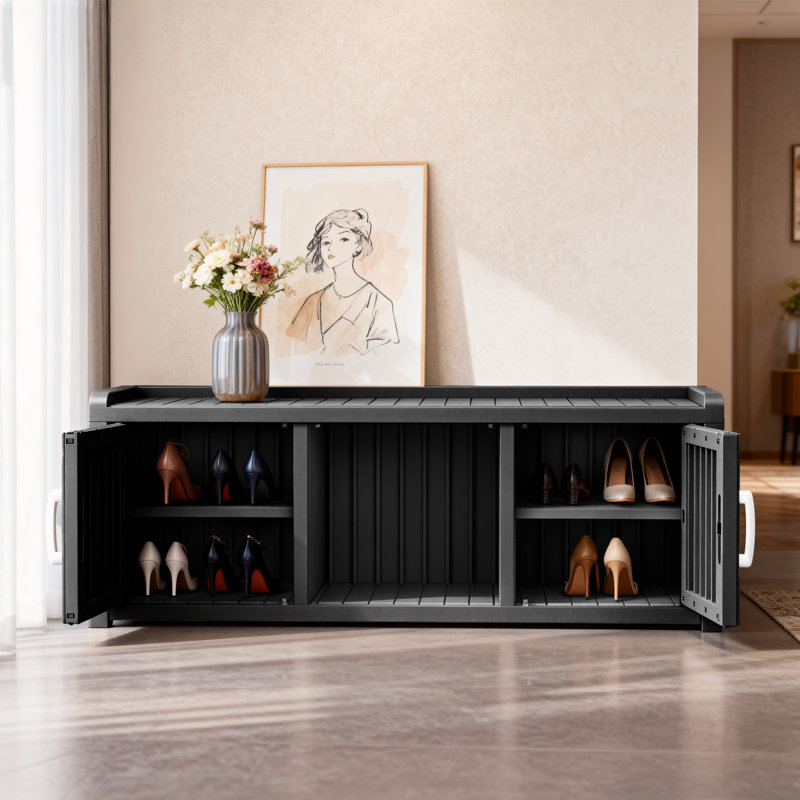Armoire à chaussures 120 gallons multifonctionnelle pour vestibule, Noir