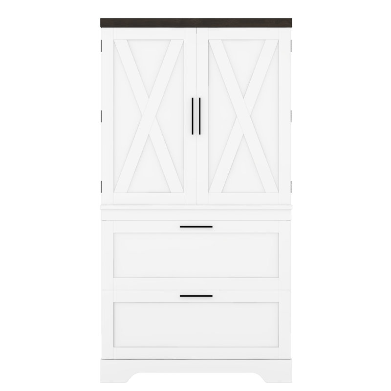 Armoire de cuisine avec 6 tablettes suspendues, Blanc