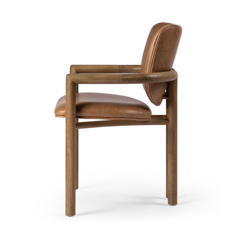 Madeira Upholstered Arm Chair, Brown, Brown