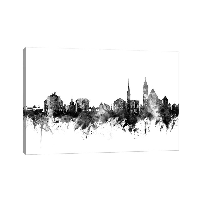 Hallstatt, Austria Skyline In Black And White by Michael Tompsett - Wrapped Canvas Gallery-Wrapped Canvas Giclée