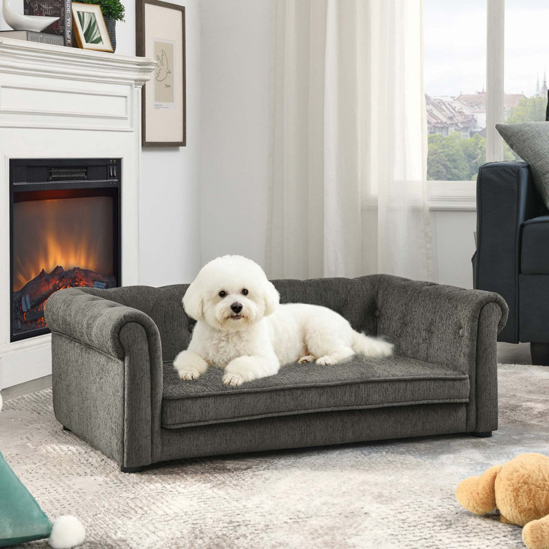Lit rectangulaire élégant pour petits et moyens chiens, Dark Grey