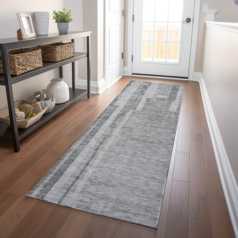 Esmara Gray Washable Indoor-Outdoor Rug - , 2'3" x 7'6"