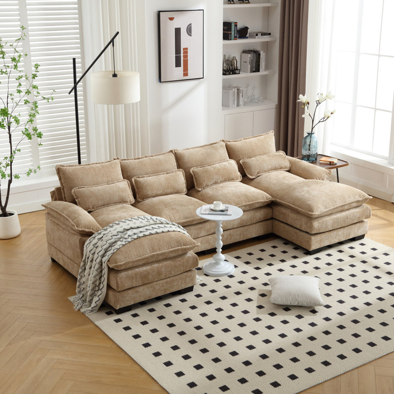 Chaise de bureau spacieuse en chenille avec rembourrage en mousse de bois kaki ajustable