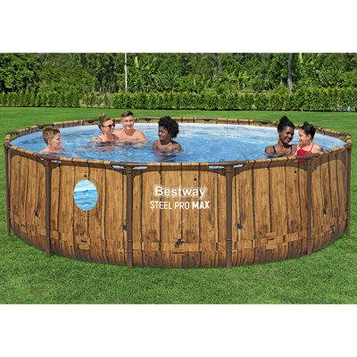 Bestway Steel Pro MAX Splashview - 14' x 42", Brown - Round Above Ground Swimming Pool Set