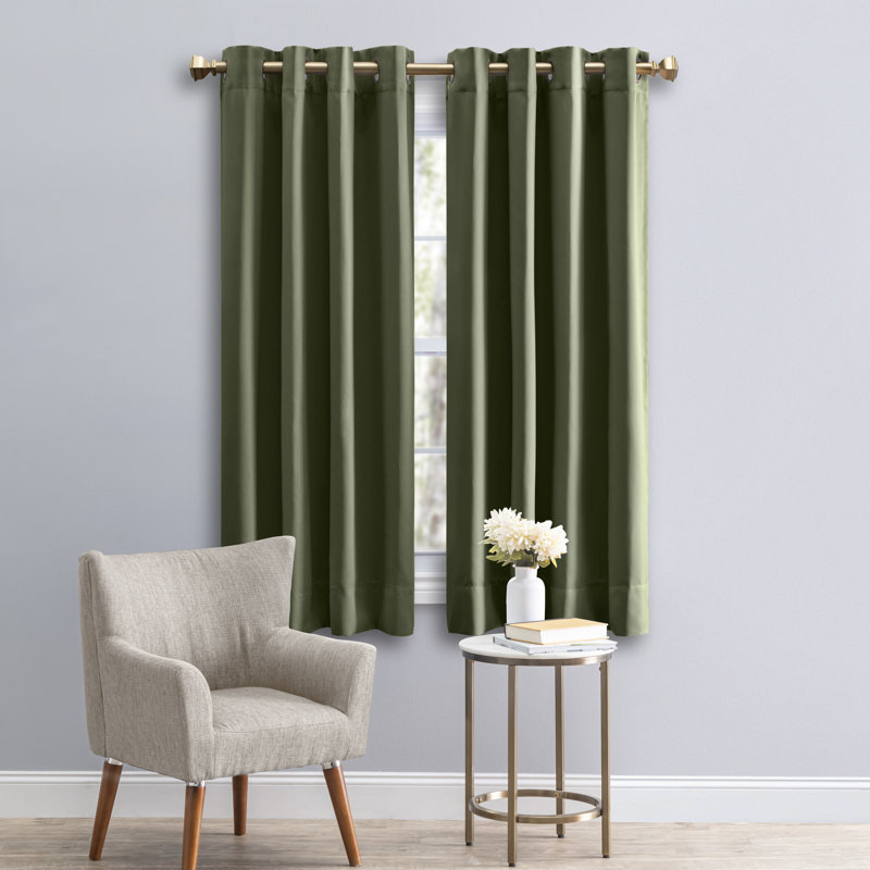 Ardelle Blackout Single Curtain Panel, Sage with Antiqued Bronze Grommets, 56" W x 36" L