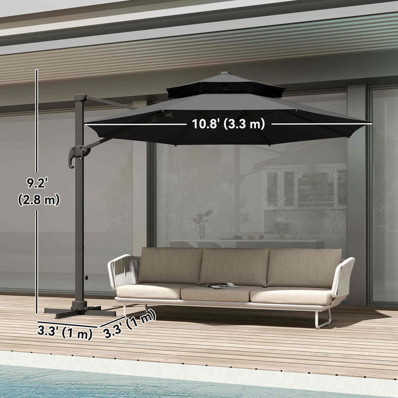 Parasol de jardin en porte-à-faux rotatif 11 pi Arlmont & Co., gris