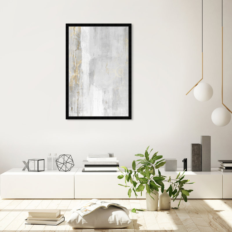 Abat-jour gris abstrait - reproduction de cadre photo, Cadre noir, L 26 po x H 38 po
