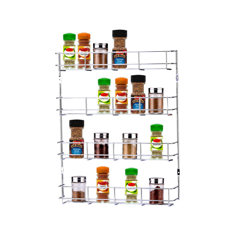 Buckingham 4 Tier Spice and Herb Rack Wall Mounted Kitchen Cupboard Storage Organiser 38.5 Cm
