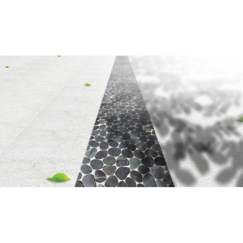 Black Polished 12" x 12" Natural Stone Pebble Mosaic Wall & Floor Tile