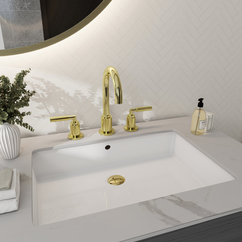 Luxury Knurled Brass Faucet With Cross Handles 8-Inch Widespread 3 Hole Gooseneck Faucet, Zirconium Gold