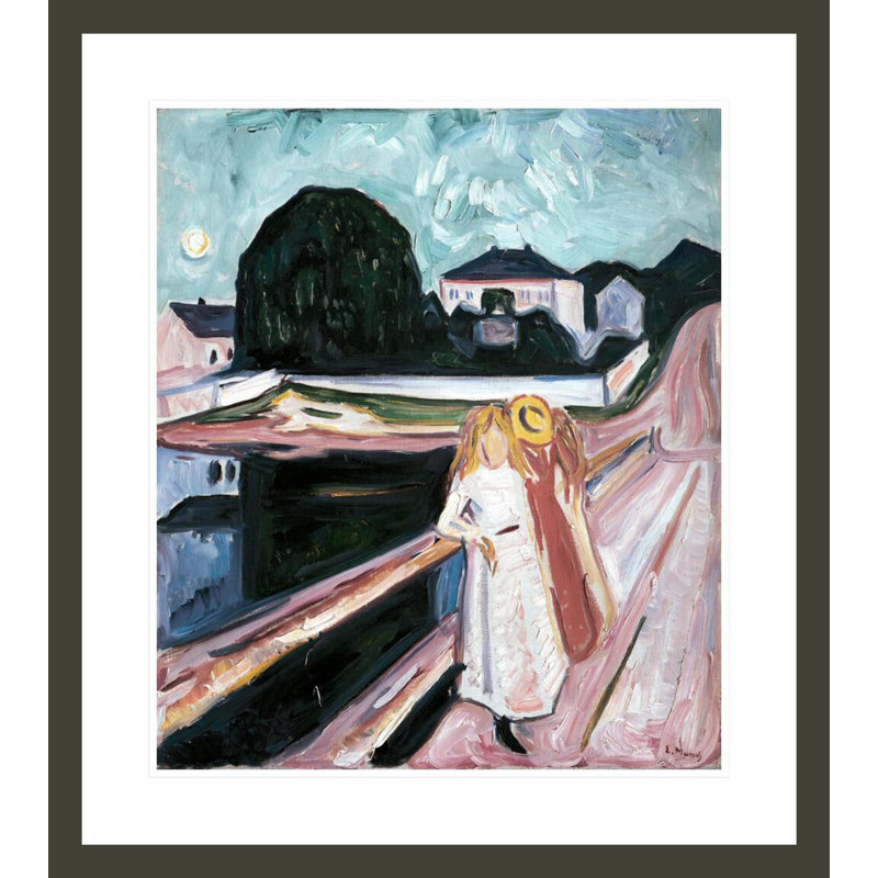 «Girls on the Pier» par Edvard Munch - impression giclée sur cadre, H 26,42 po x l 23,5 po