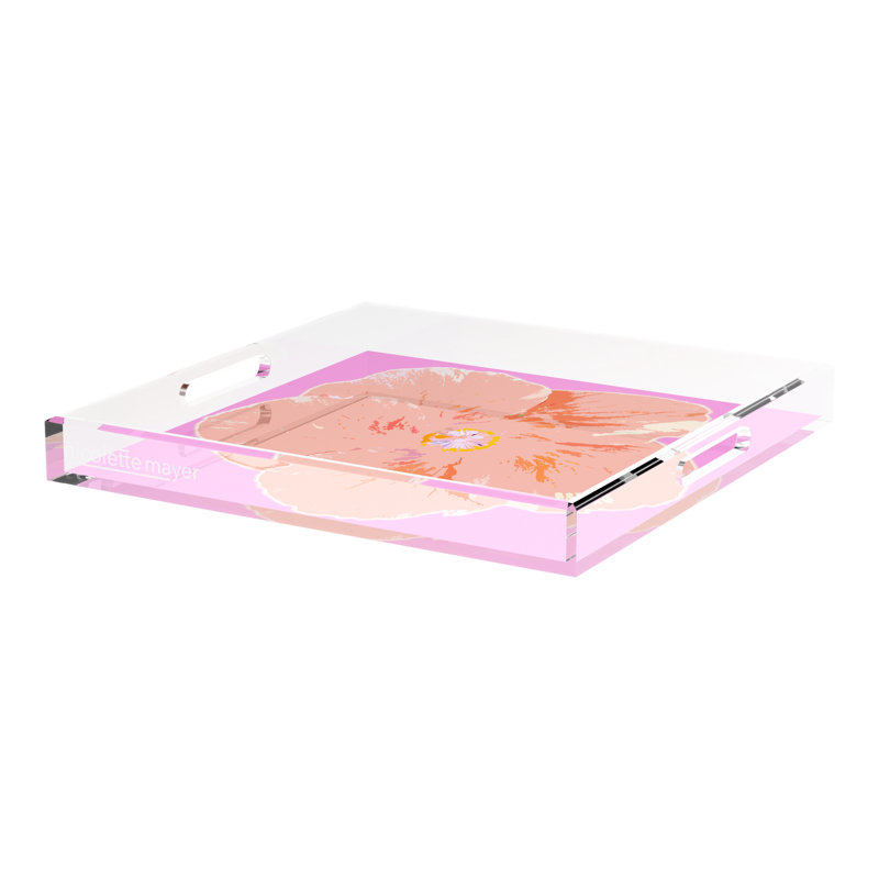 Decorative Tray, 18"W x 18"D x 2"H, Orchid