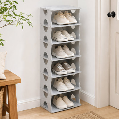 6 Tier Plastic Shoe Rack, Stackable Storage Organizer with Non-Slip Surface for Bedroom and Entryway