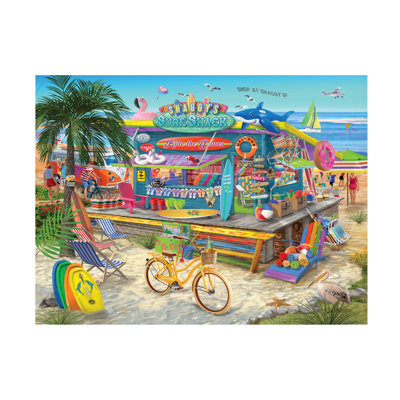 Wrapped Canvas Wall Art - Bigelow Illustrations 'Shaggys Surf Shack' Wall Art for Living Room, Bedroom, or Office Décor - 14x19