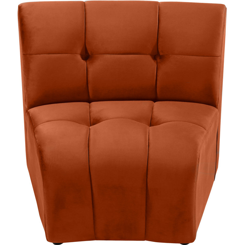 Jedson 83.82Cm Wide Tufted Velvet Side Chair, Cognac Velvet
