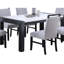 Table de salle à manger rectangulaire moderne et moderne, surface en faux marbre blanc, structure gris anthracite, 6 sièges pour des réunions