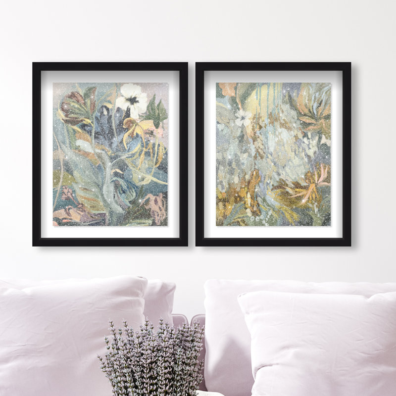 Moss Overlap Set Shadowbox Abstract Print by Oliver Gal, Black Frame, 16 x 20, 51"H x 43"W, Black Shadowbox